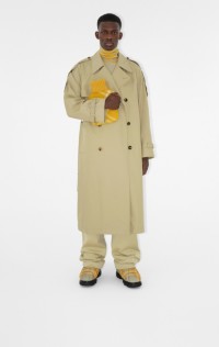 Man wearing long Castleford trench coat