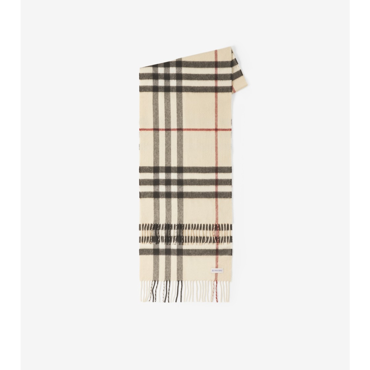 Burberry Check Cashmere Scarf In Stone