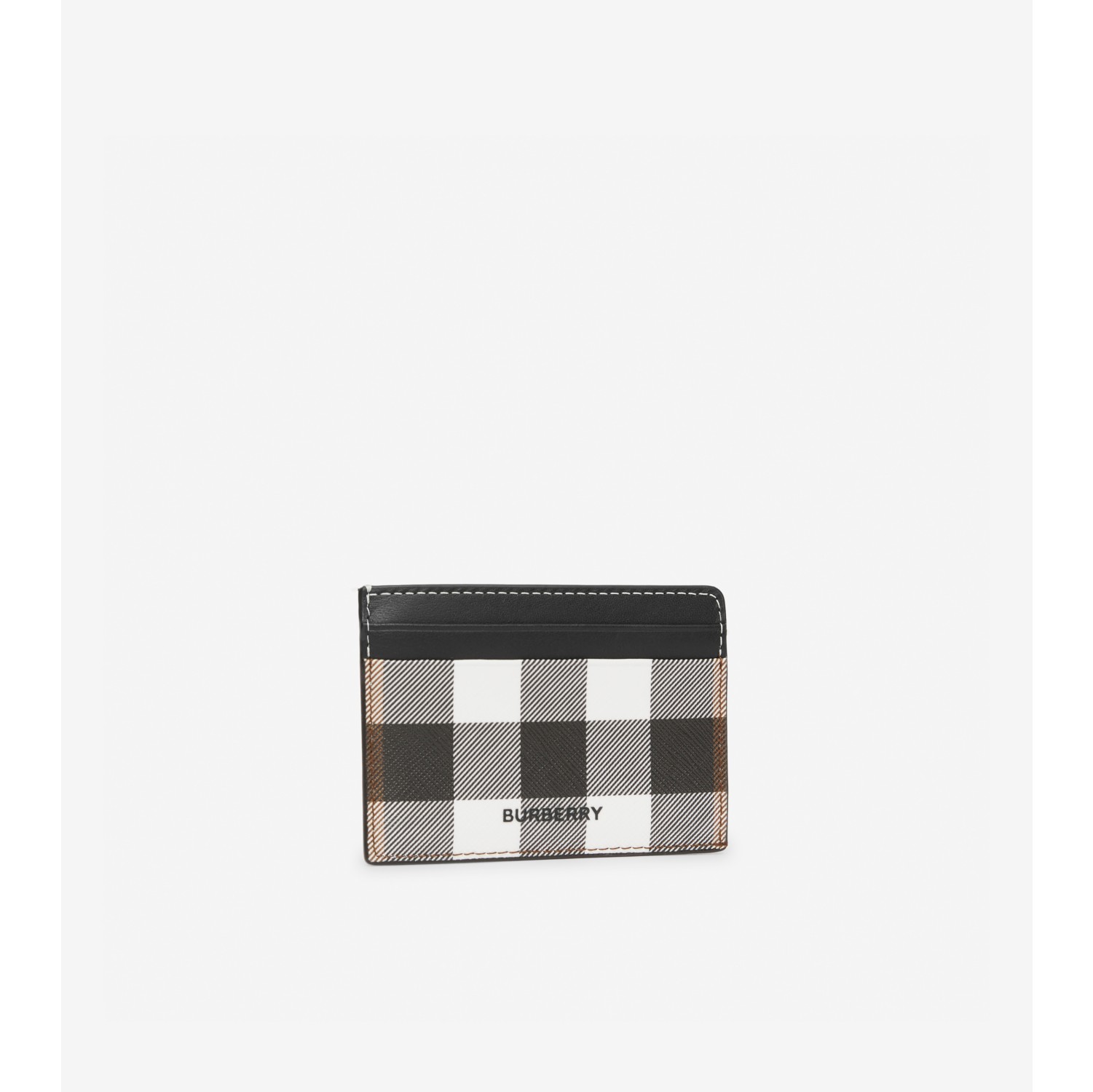 Burberry White Leather and Check Canvas Card Holder with Strap