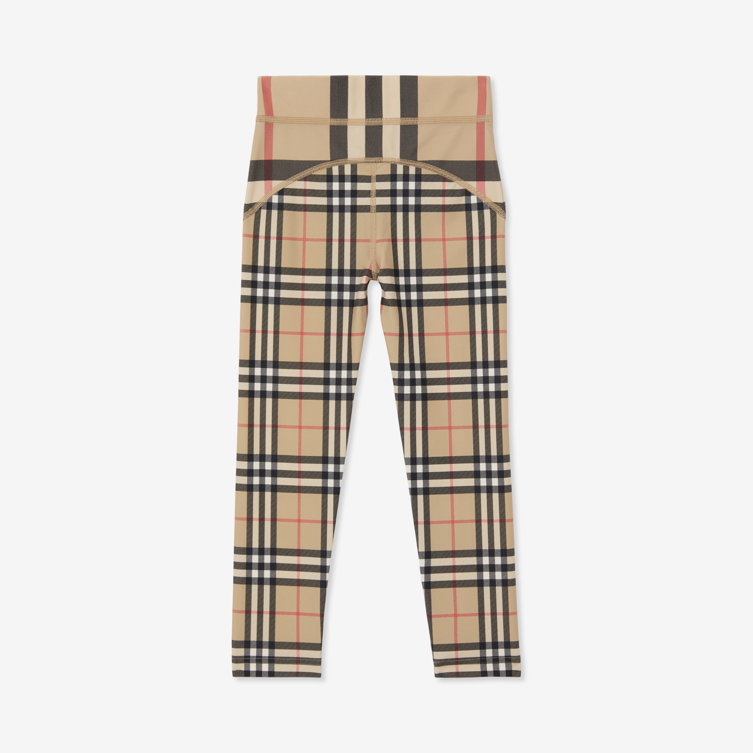 Contrast Check Stretch Jersey Leggings in Archive Beige | Burberry® Official - 3