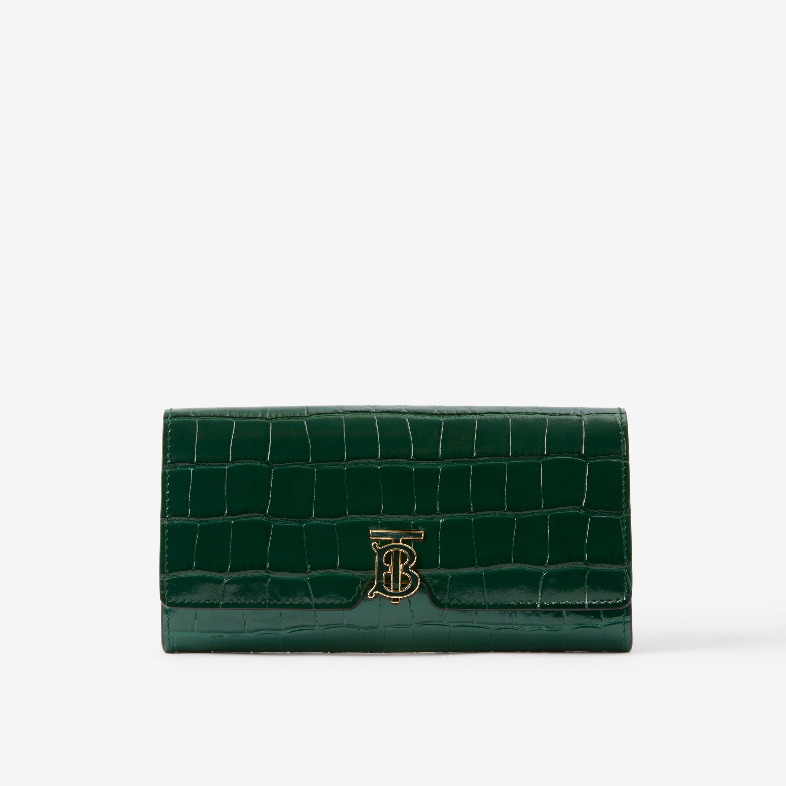 Embossed Leather TB Continental Wallet in Dark Viridian Green - Women | Burberry® Official - 1