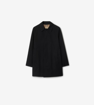 Short Camden Heritage Car Coat in Black - Men, Cotton Gabardine