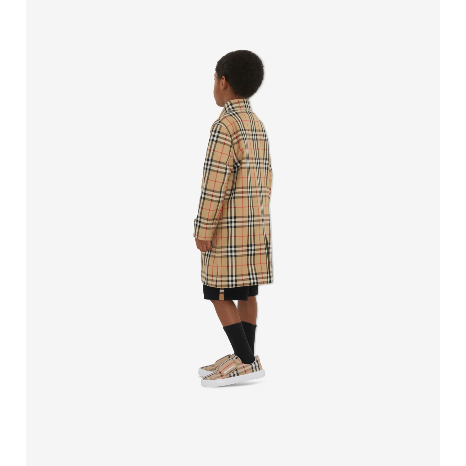 Reversible Check Gabardine Car Coat