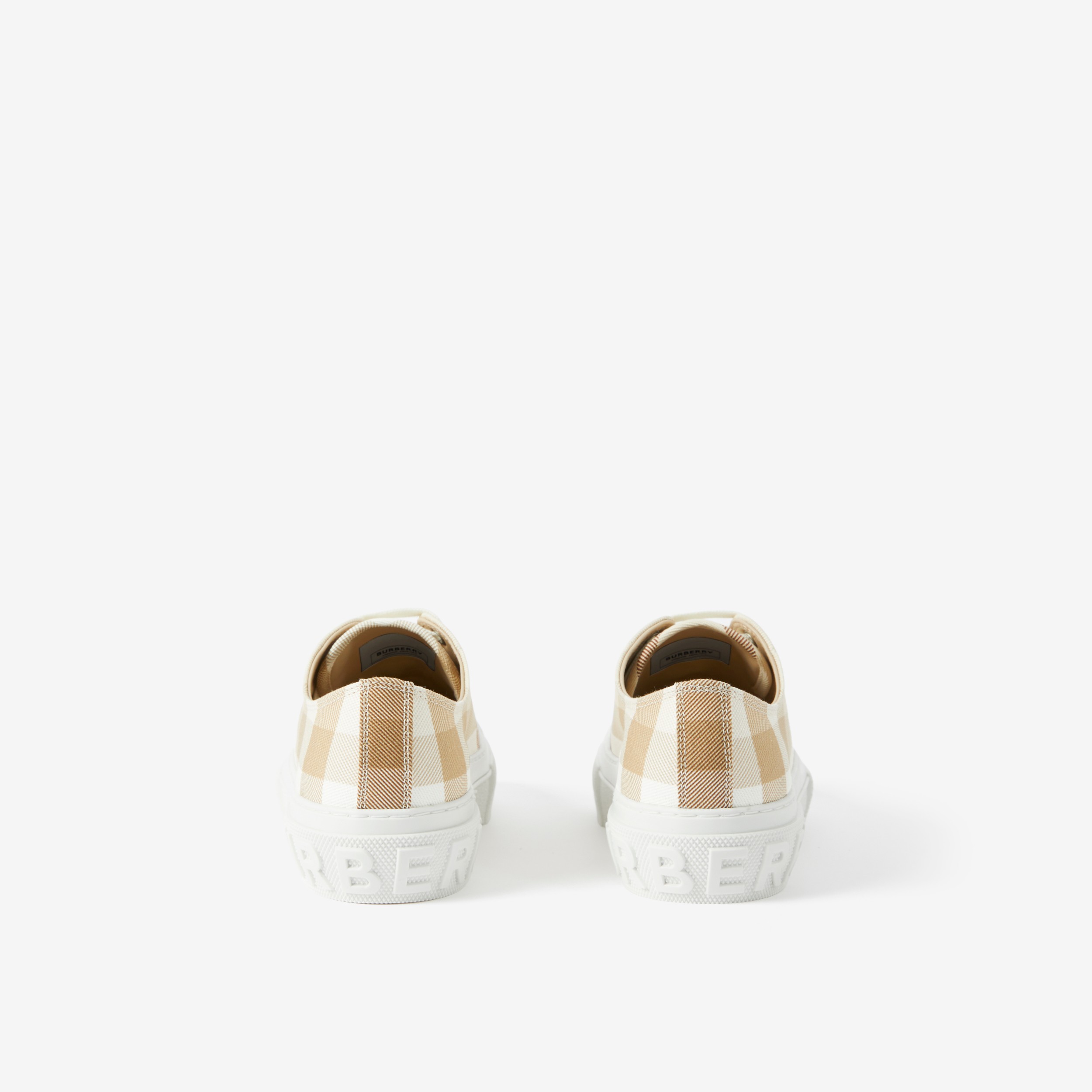 Check Cotton Sneakers in Soft Fawn - Women | Burberry® Official - 3