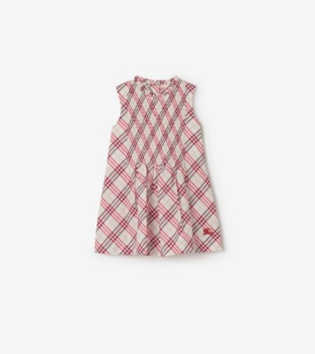 Check Cotton Dress in Aubergine purple | Burberry® Official