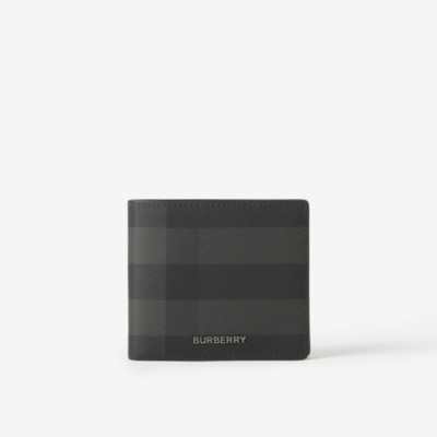 Burberry Check Bifold Coin Wallet In Charcoal