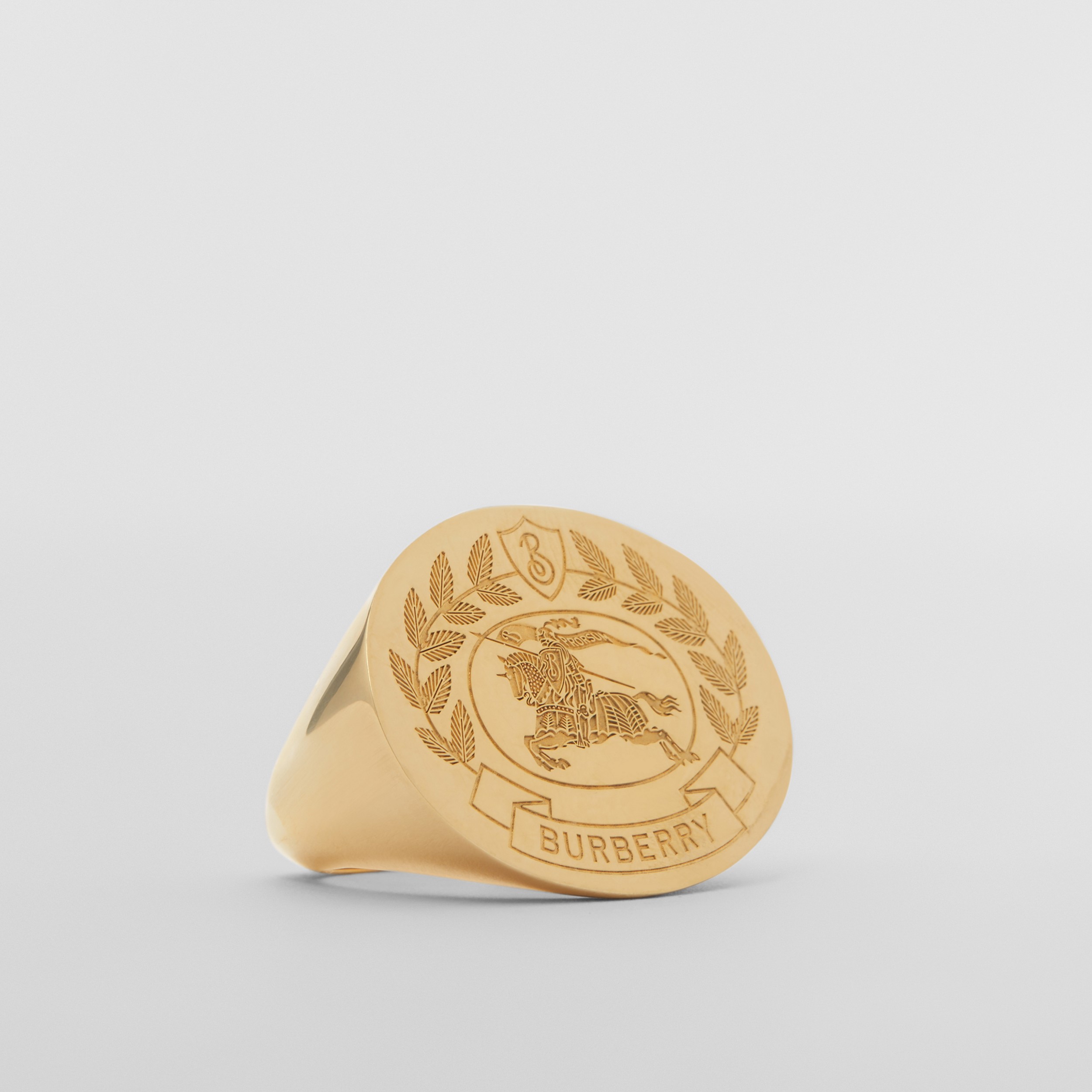 Anel de sinete folheado a ouro com estampa Equestrian Knight (Dourado Claro) - Mulheres | Burberry® oficial - 3