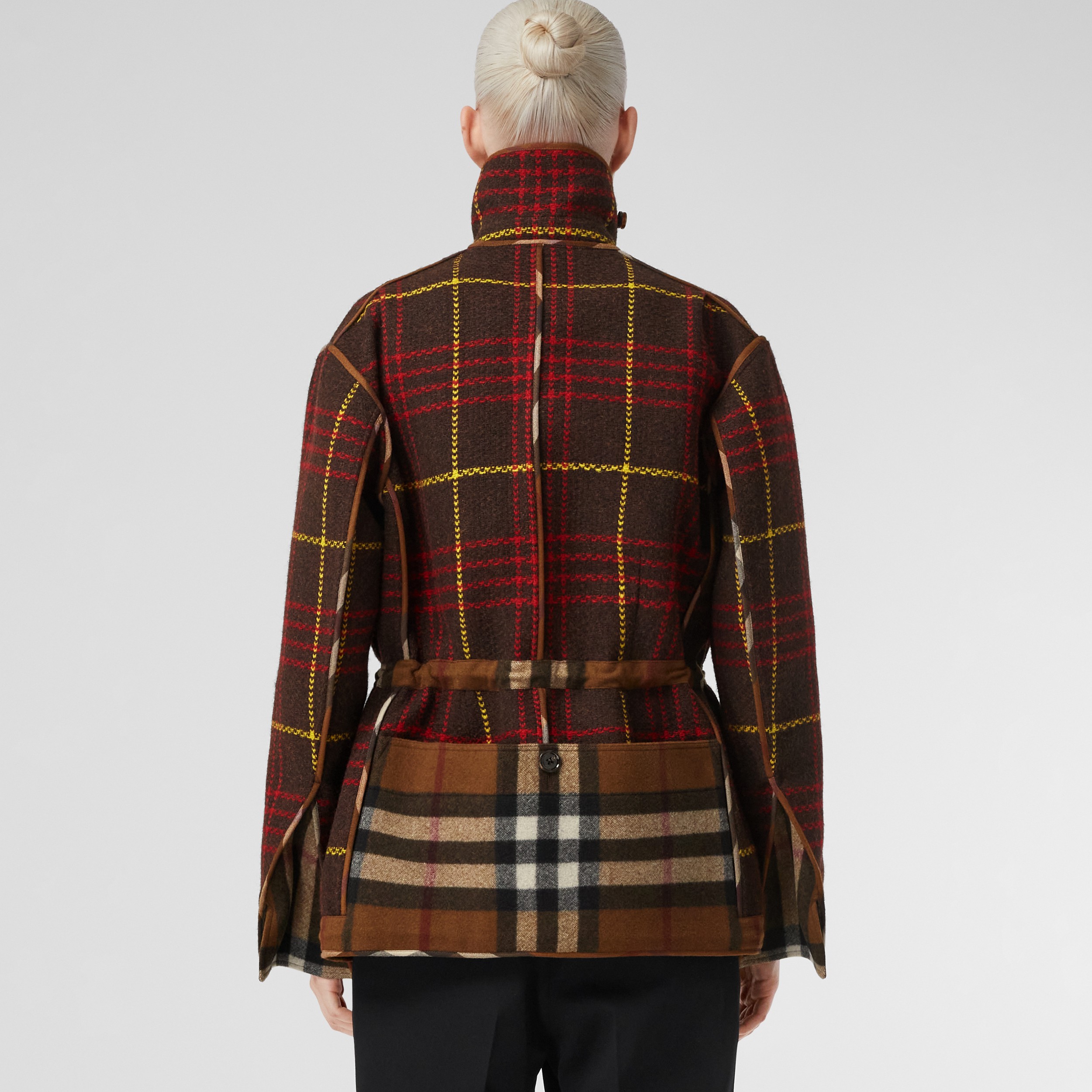 Zip Detail Check Technical Wool Field Jacket in Dark Brown - Women | Burberry® Official - 2