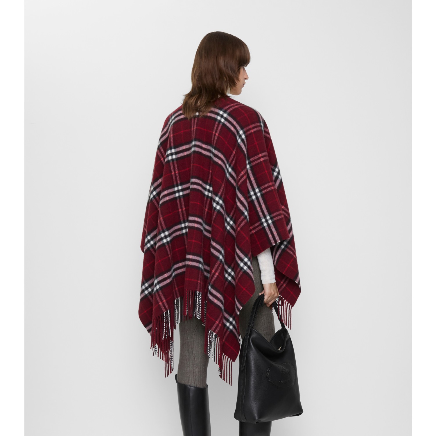 Check Wool Cashmere Cape