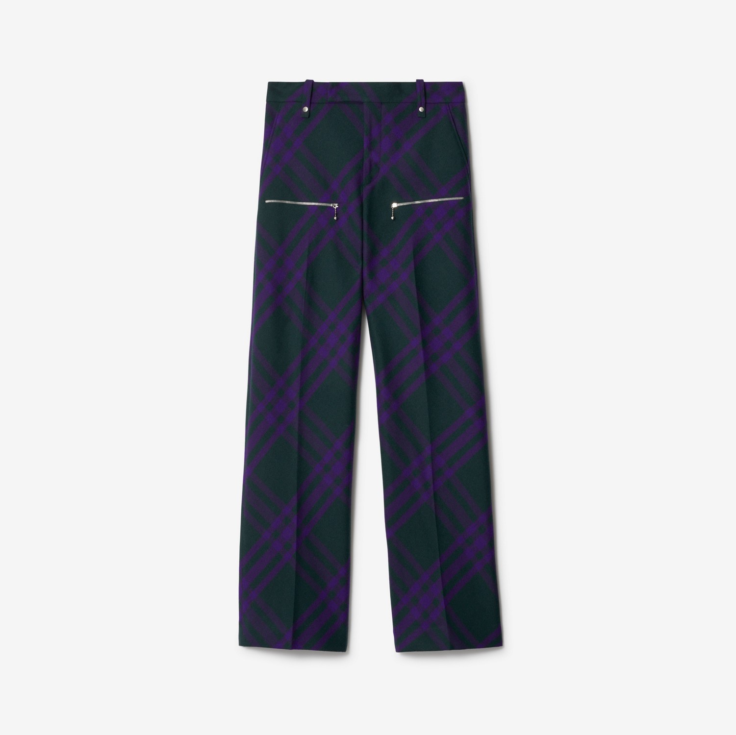 格纹羊毛长裤 (深皇室紫) - 男士 | Burberry® 博柏利官网