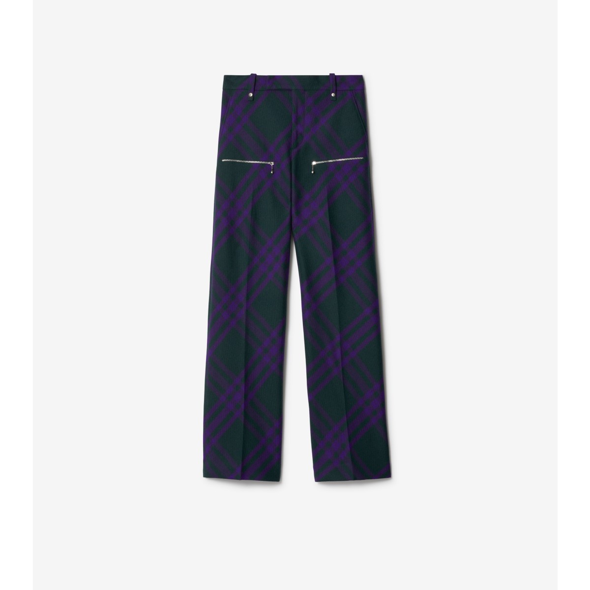 Burberry Check-pattern Wool Trousers In Deep Royal