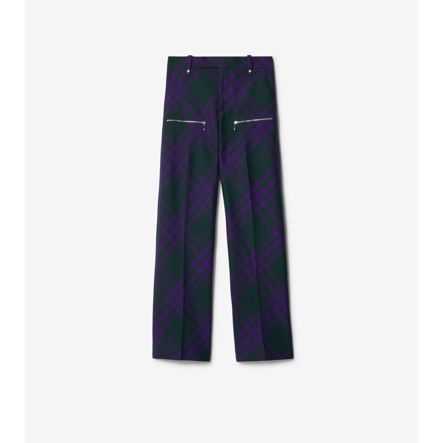 Check Wool Trousers in Deep royal Men Burberry Official