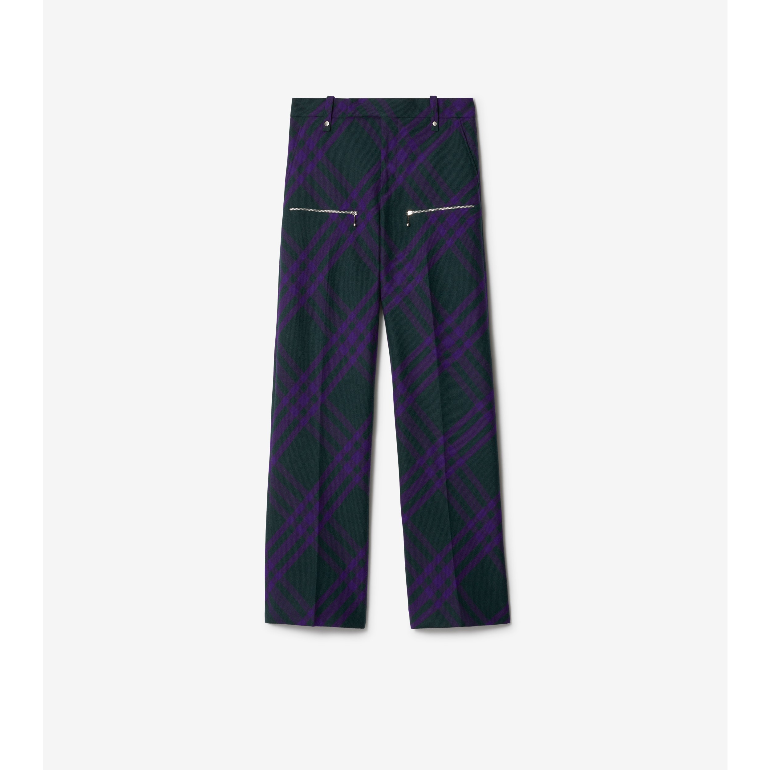 Check Wool Trousers in Deep royal - Men | Burberry® Official