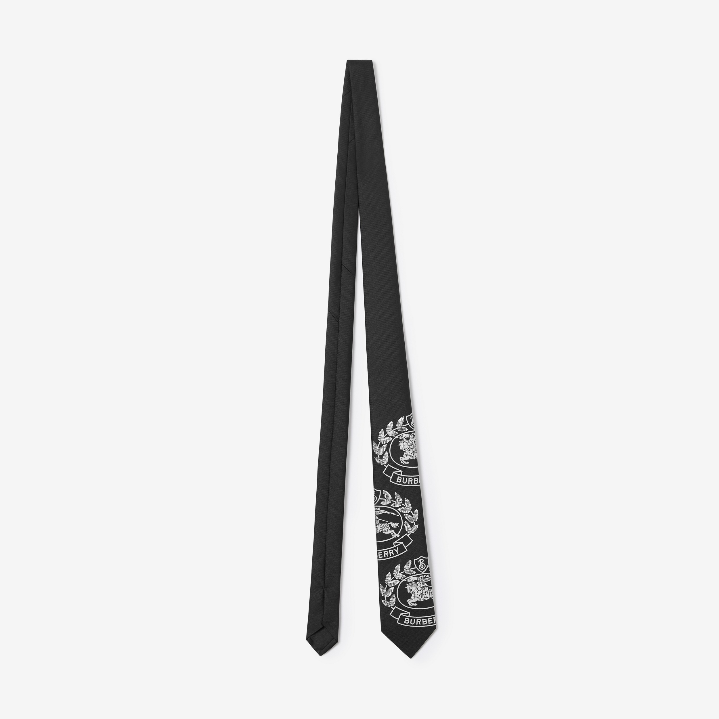 Corbata de pala clásica en seda con emblemas Equestrian Knight (Negro) - Hombre | Burberry® oficial - 1