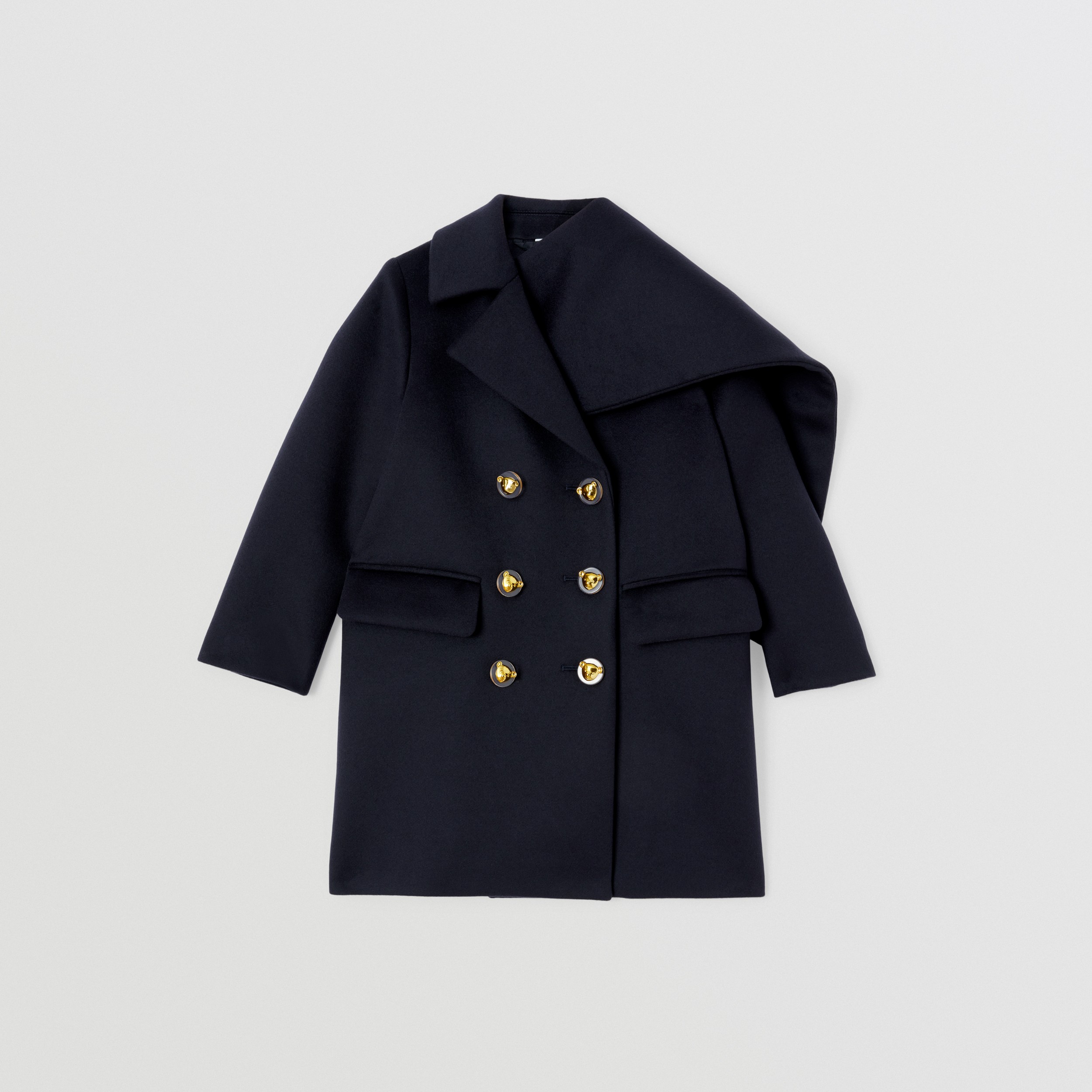 Manteau ajusté en laine avec foulard amovible (Minuit) - Enfant | Site officiel Burberry® - 1