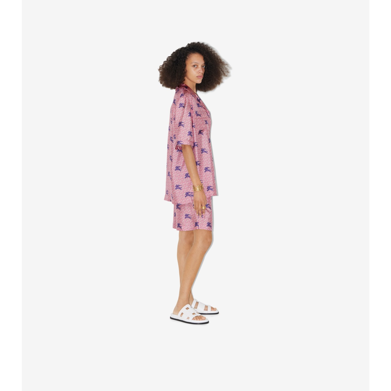 EKD Monogram Silk Pyjama Shirt in Deep Amethyst - Women | Burberry® Official
