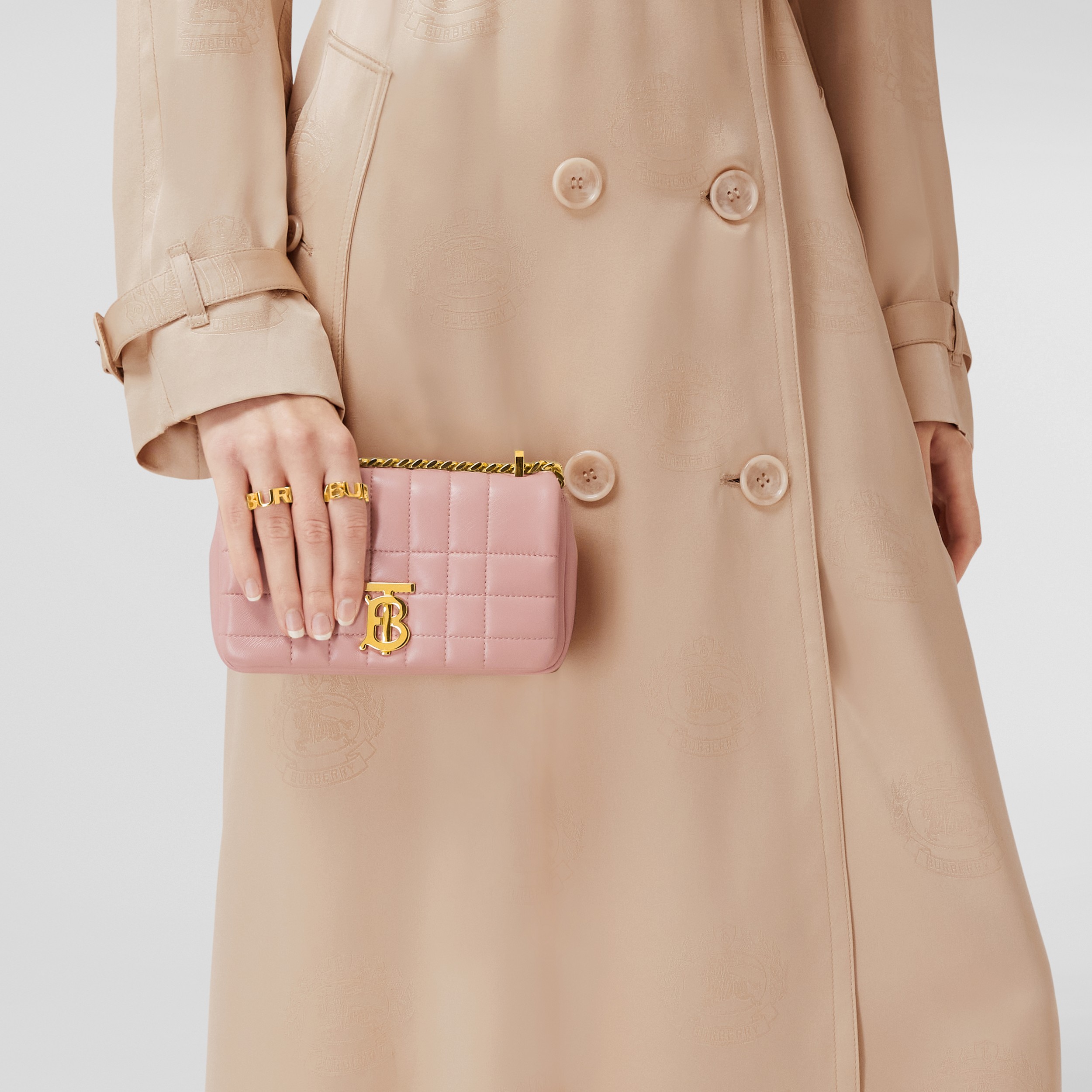Quilted Leather Mini Lola Bag in Dusky Pink - Women | Burberry® Official - 3