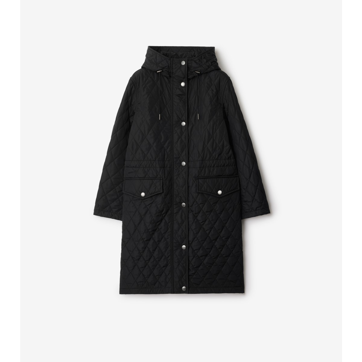  Check Quilted Nylon Hooded Coat