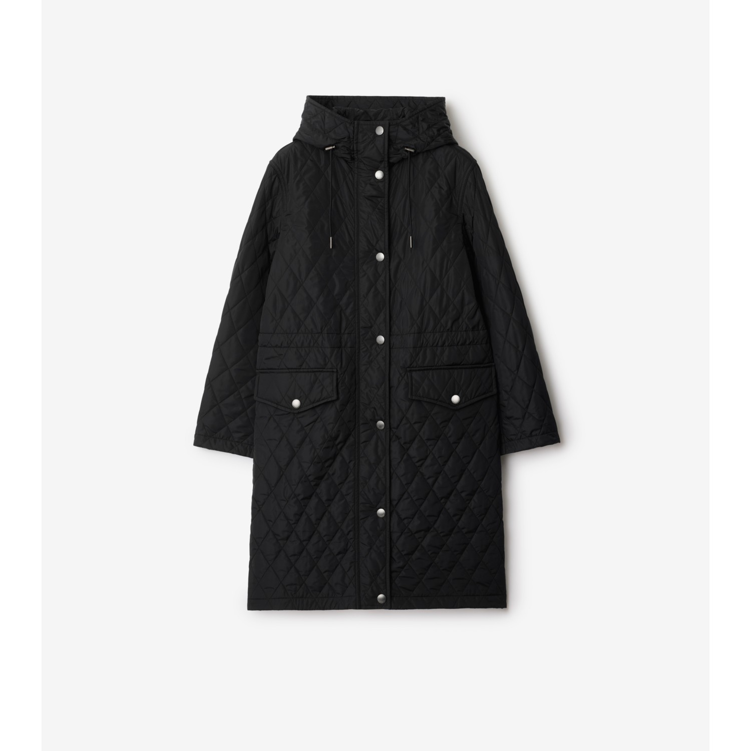 Quilted Nylon Hooded Coat