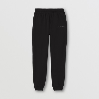 Logo Print Stretch Cotton Jogging Pants in Black - Men | Burberry® Official