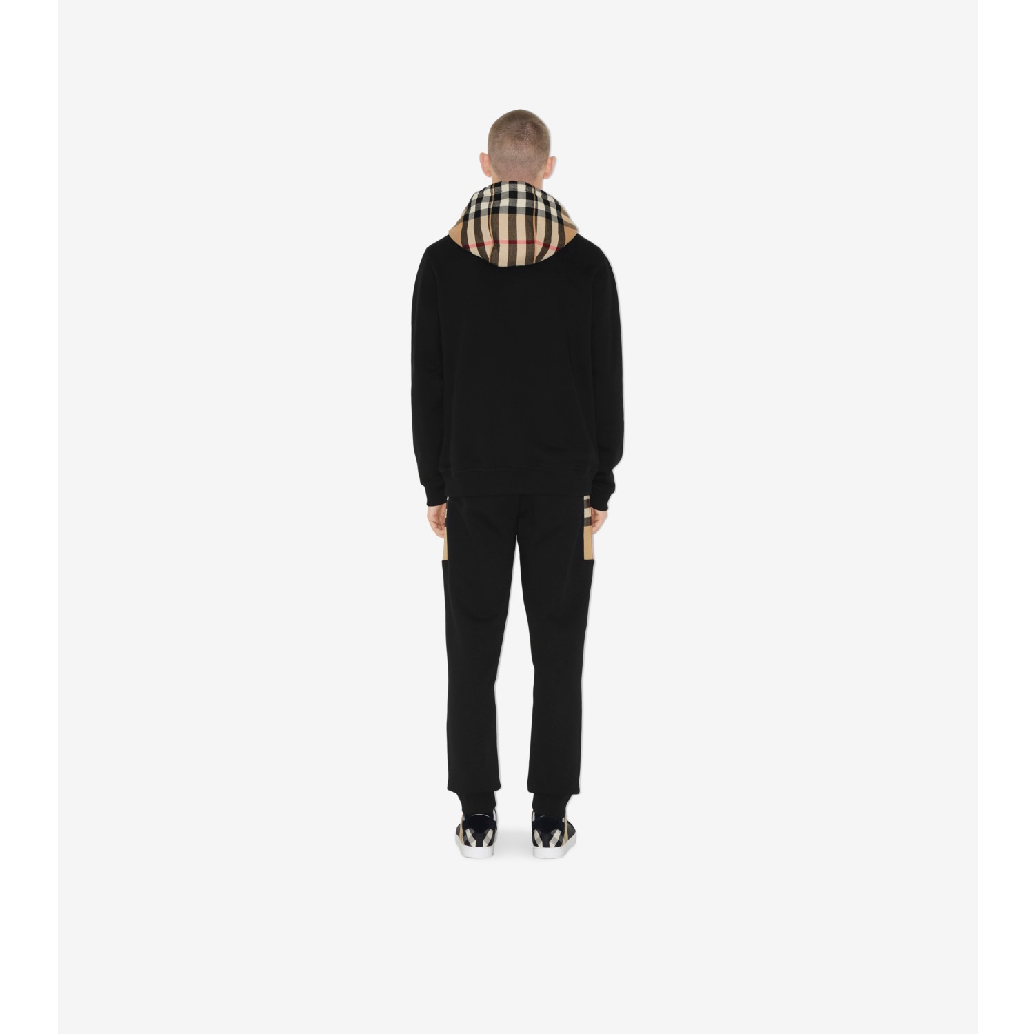 Hoodie zippé en coton avec Check (Noir) - Femme | Site officiel Burberry®