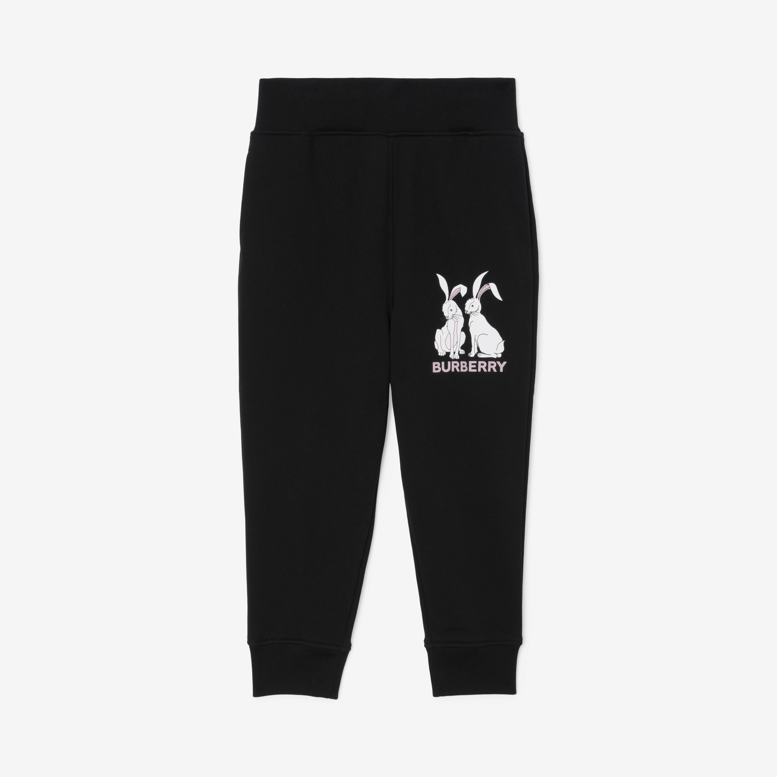 Pantaloni da jogging in cotone con stampa conigli (Nero) | Sito ufficiale Burberry® - 1