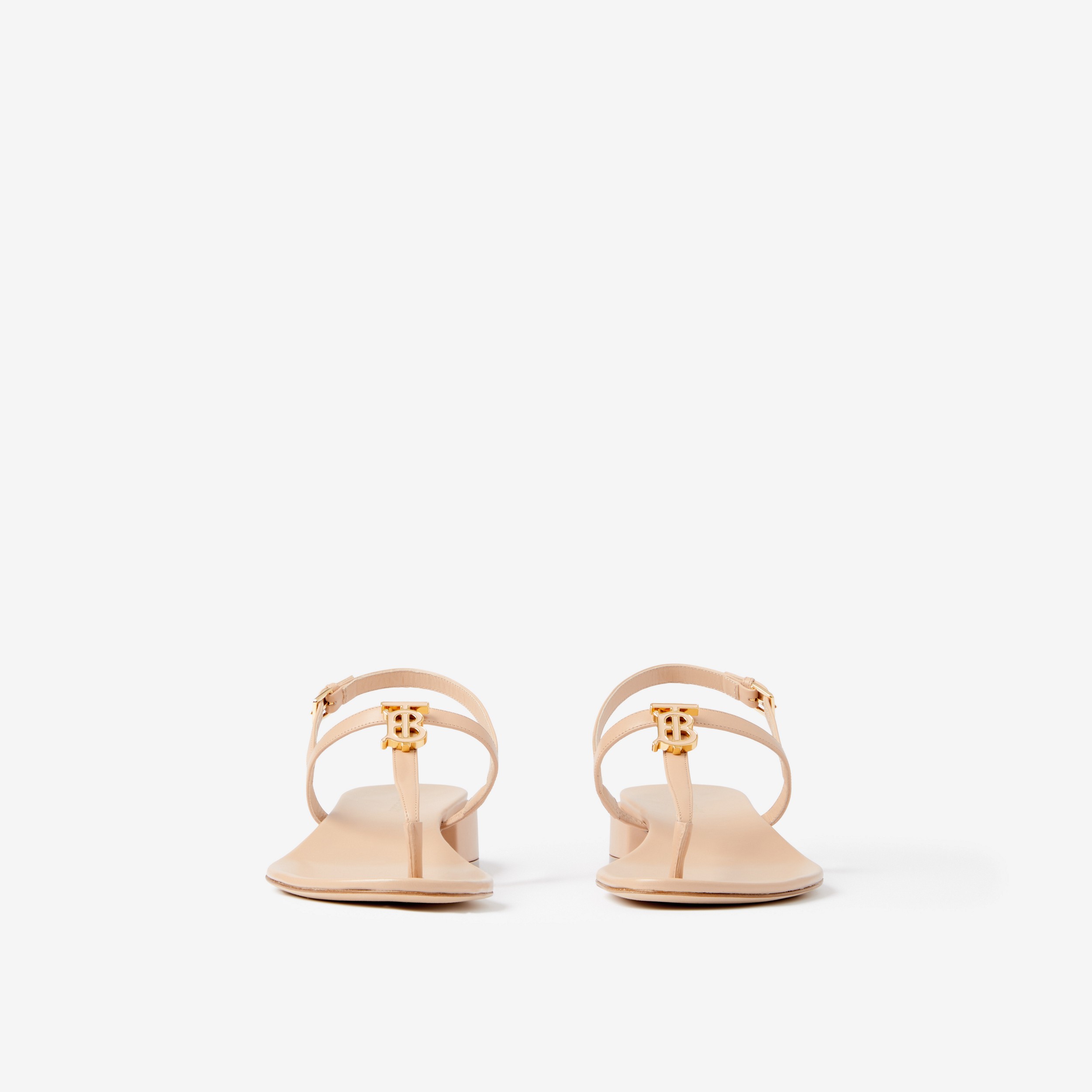 Monogram Motif Leather Sandals in Pale Nude - Women | Burberry® Official - 2