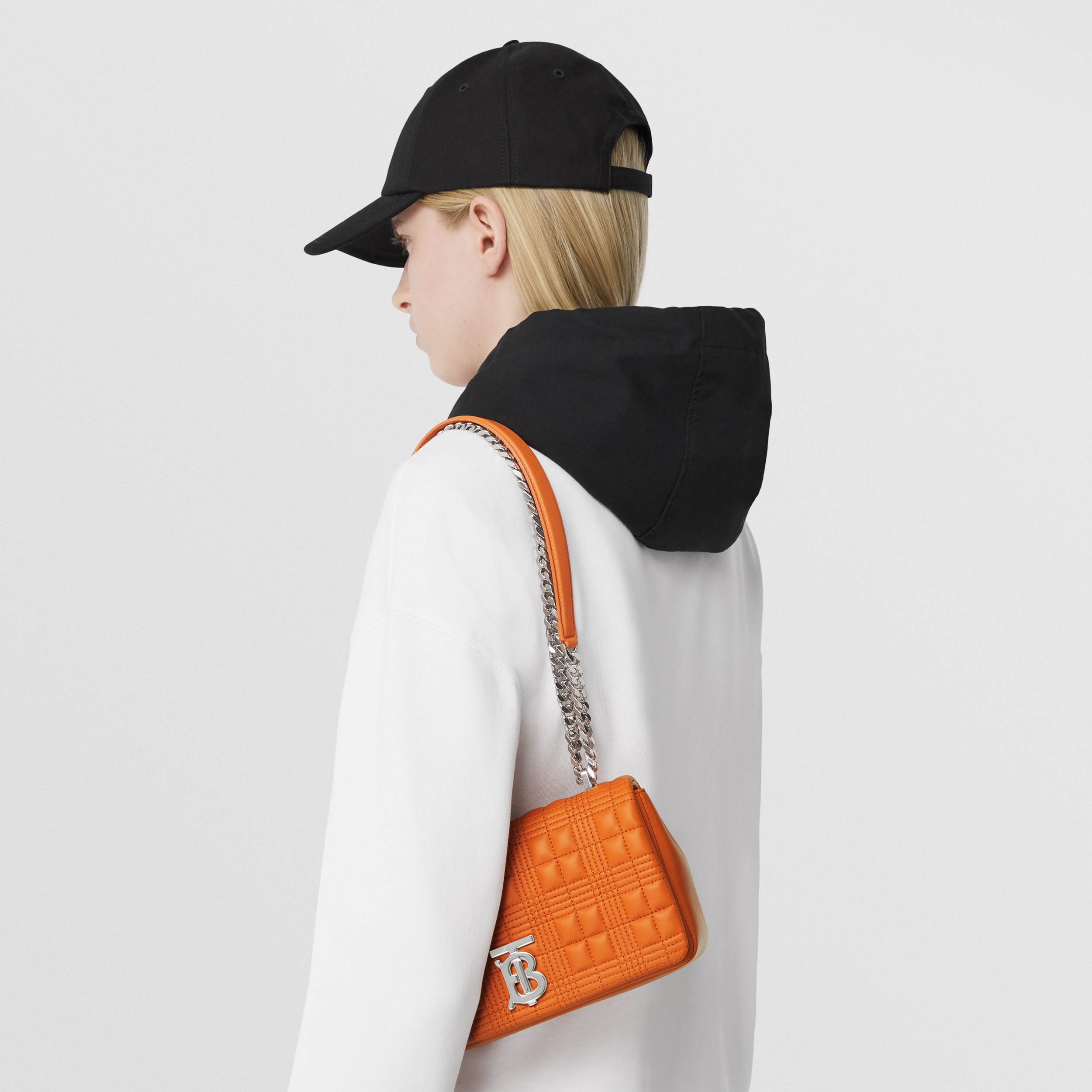Small Quilted Lambskin Lola Bag in Orange - Women | Burberry® Official - 3