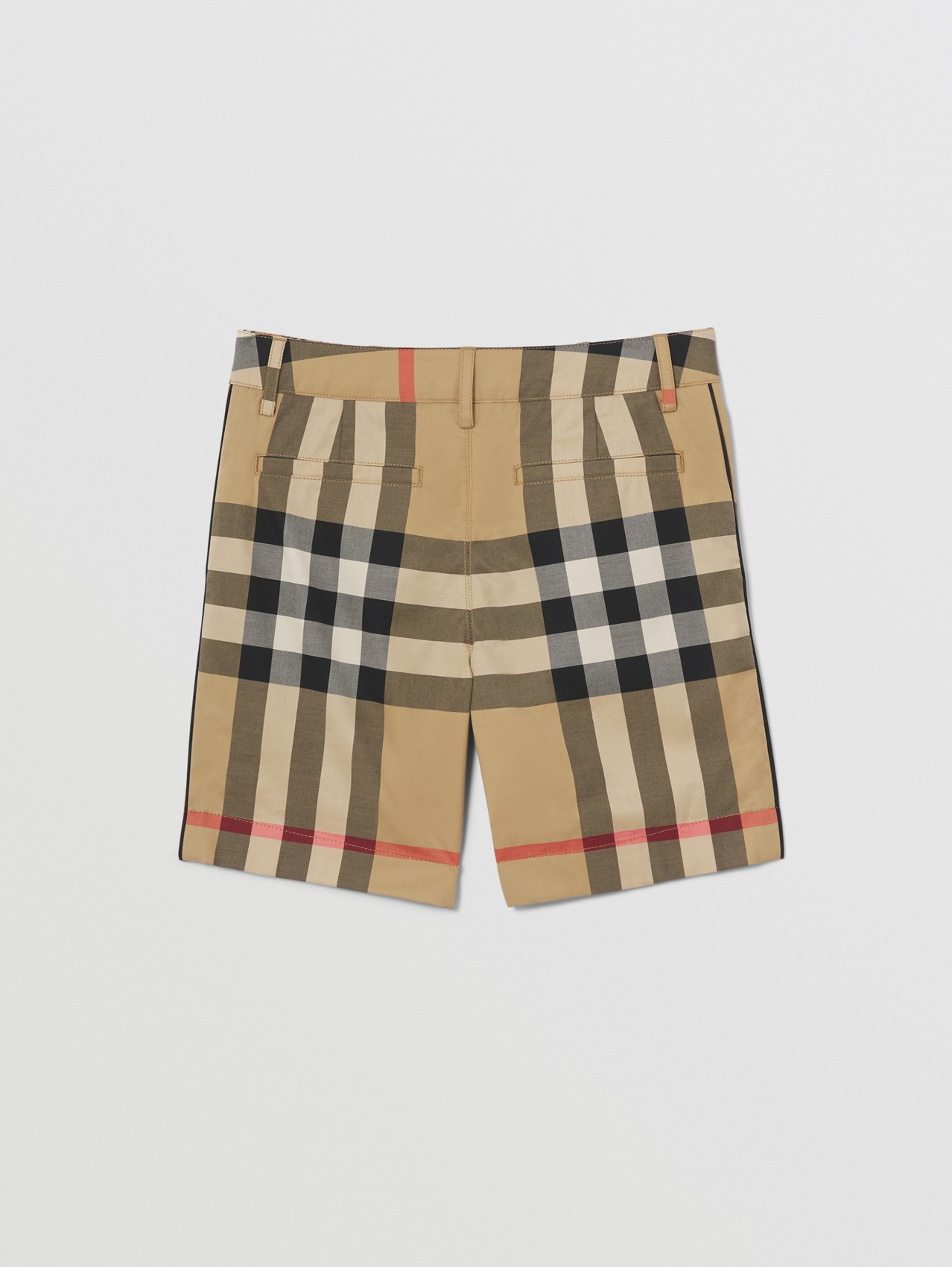 Check Stretch Cotton Tailored Shorts in Archive Beige