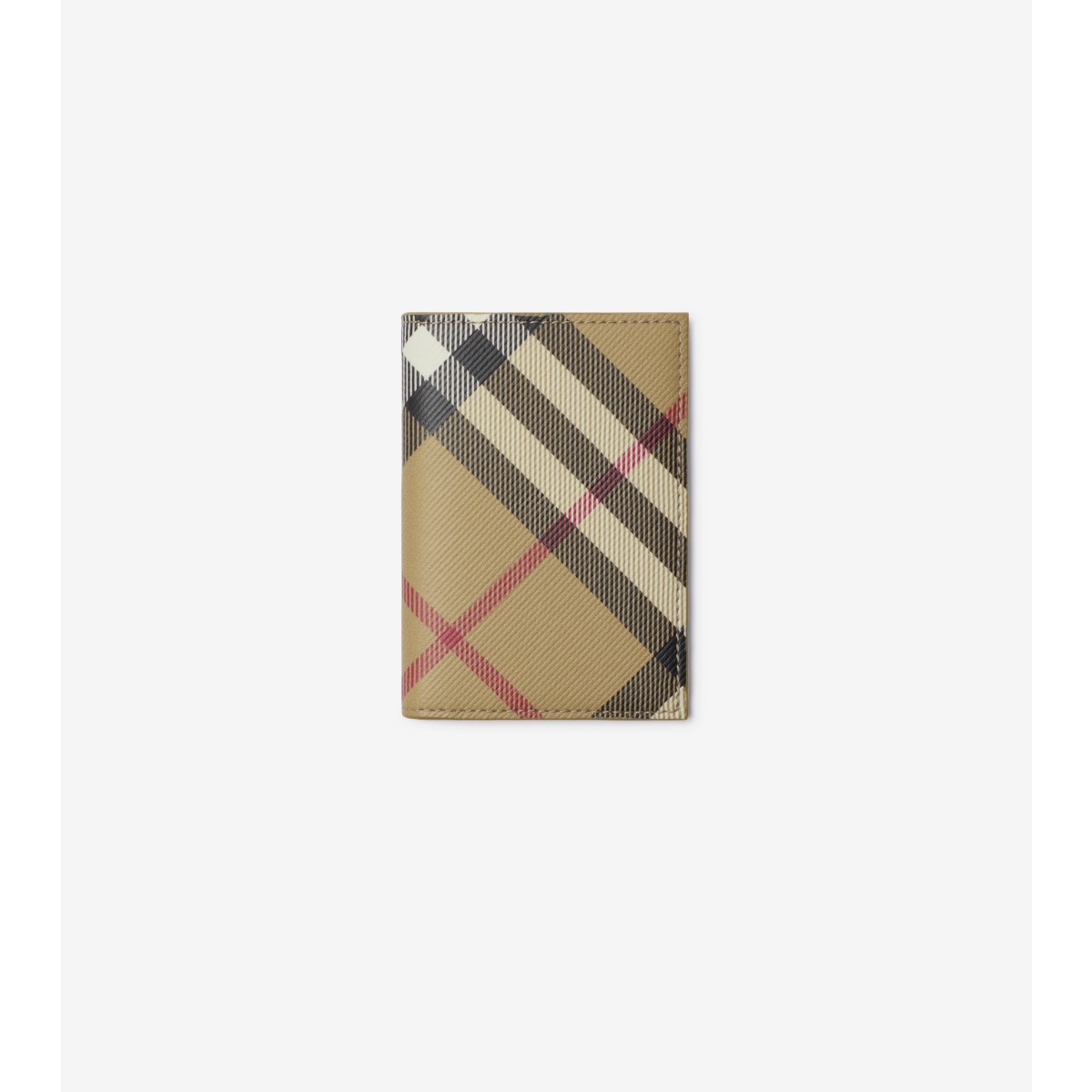 Burberry Check Folding Card Case In Sand