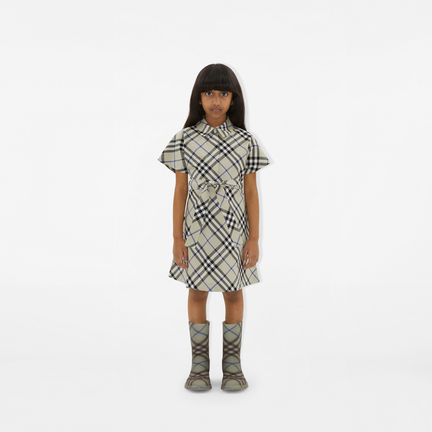 Check Cotton Shirt Dress in Lichen | Burberry® Official Check Cotton Shirt Dress in Lichen | Burberry® Official