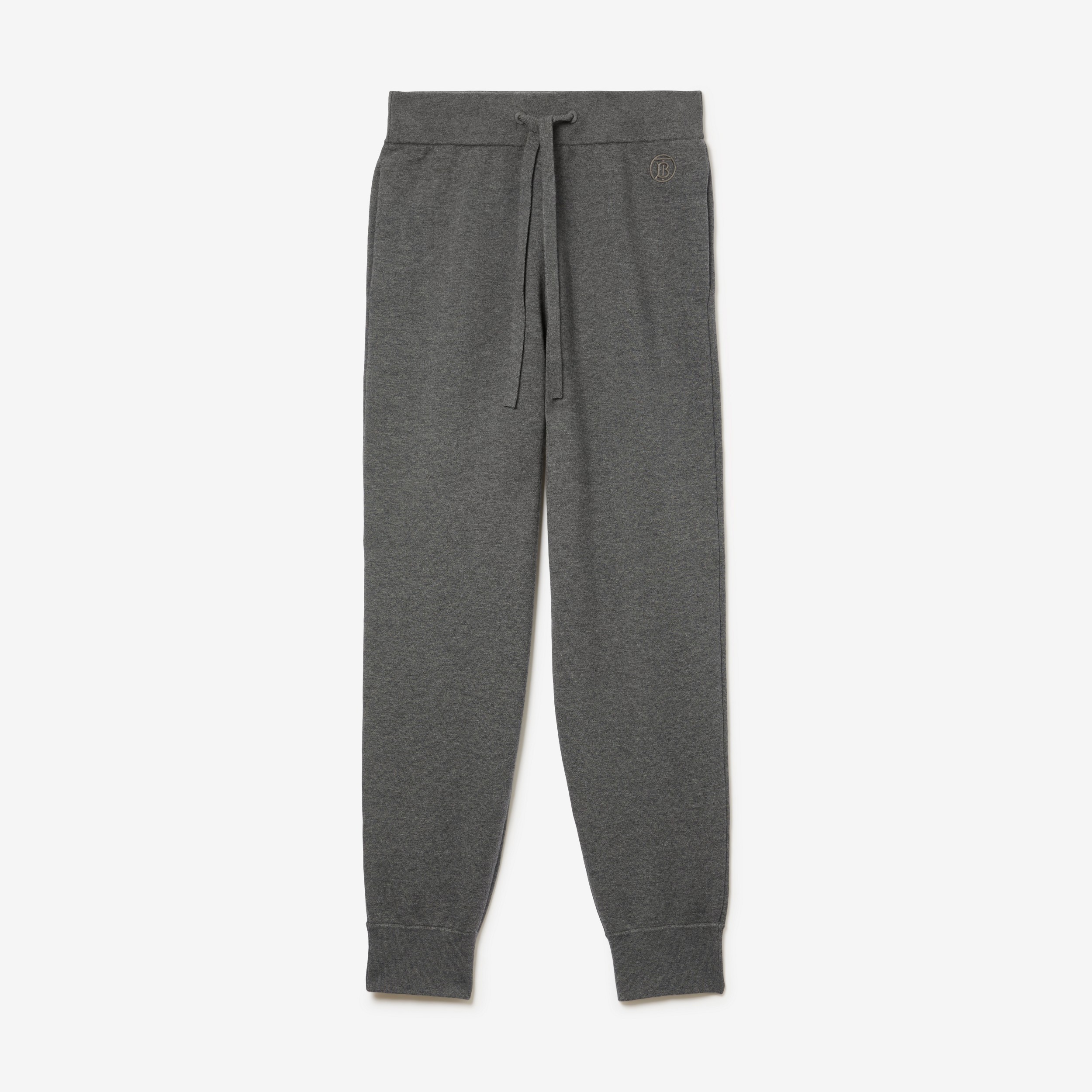 Monogram Motif Cashmere Blend Jogging Pants in Storm Grey Melange - Women | Burberry® Official - 1