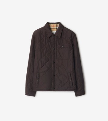 Reversible Quilted Nylon Overshirt in Clove brown - Men
