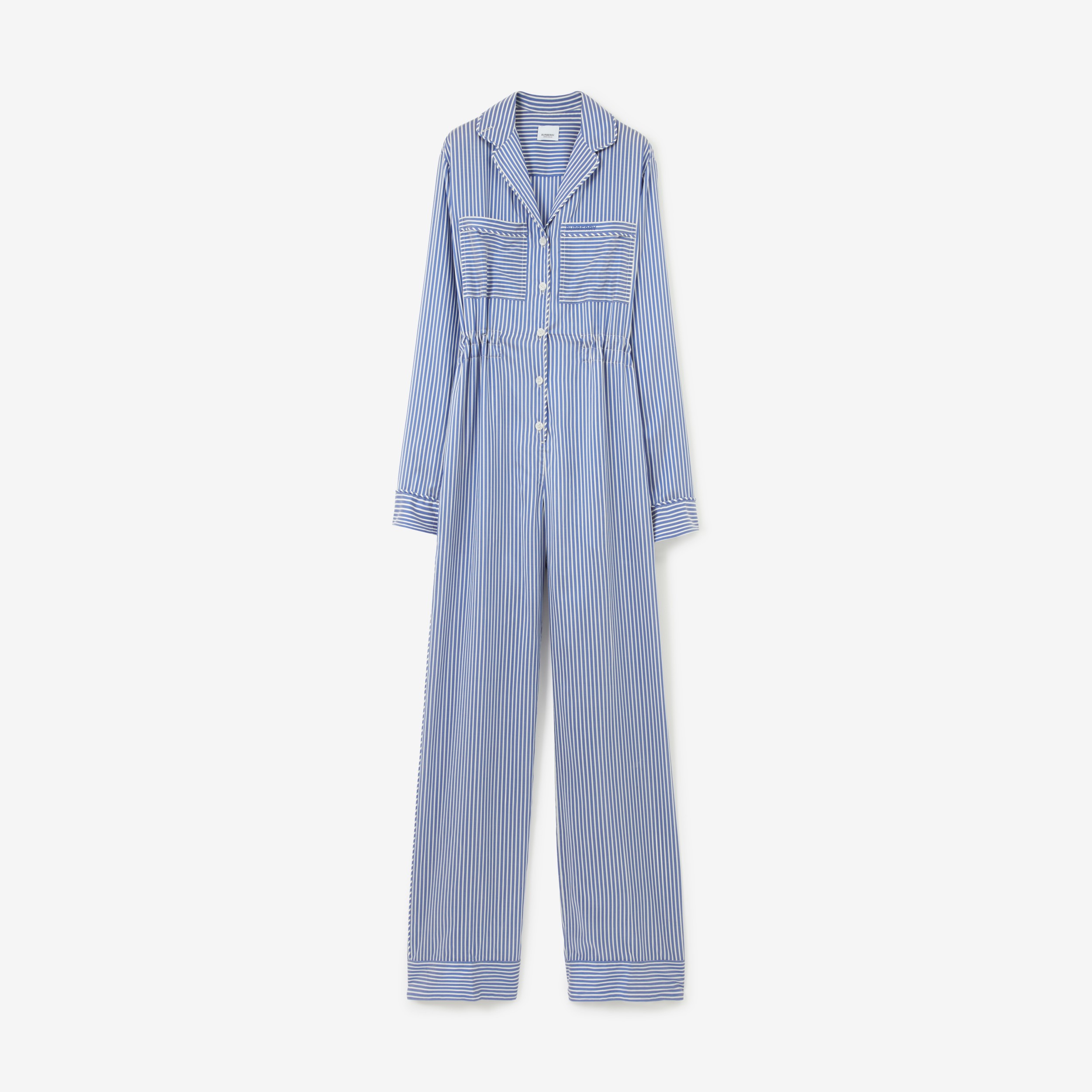 Striped Silk Jumpsuit in Blue/white - Women | Burberry® Official