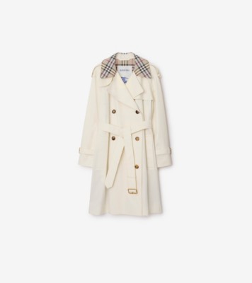 Mid-length Check Collar Castleford Trench Coat in Cotton - Women