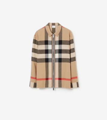 チェック ウールコットン オーバーシャツ (アーカイブベージュ) - メンズ, ウール, コットン | Burberry®公式サイト