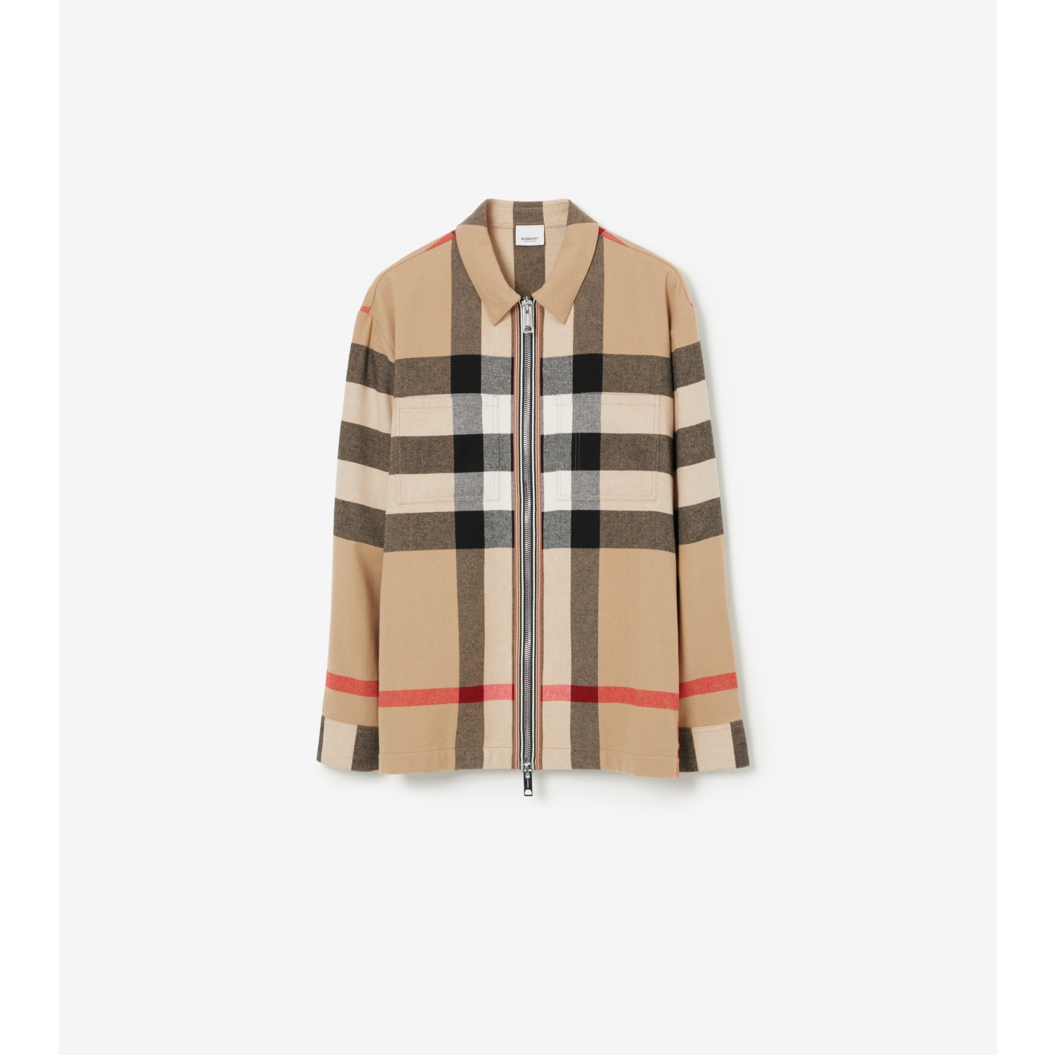 Check Wool Cotton Overshirt in Archive Beige - Men | Burberry® Official