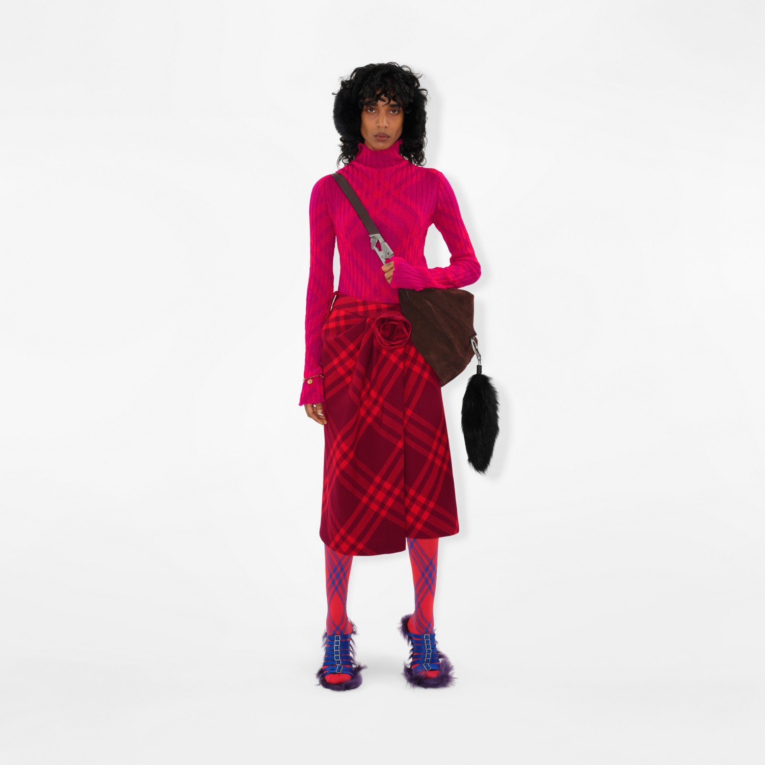 亚洲版型格纹羊毛半裙 (树莓红) - 女士 | Burberry® 博柏利官网