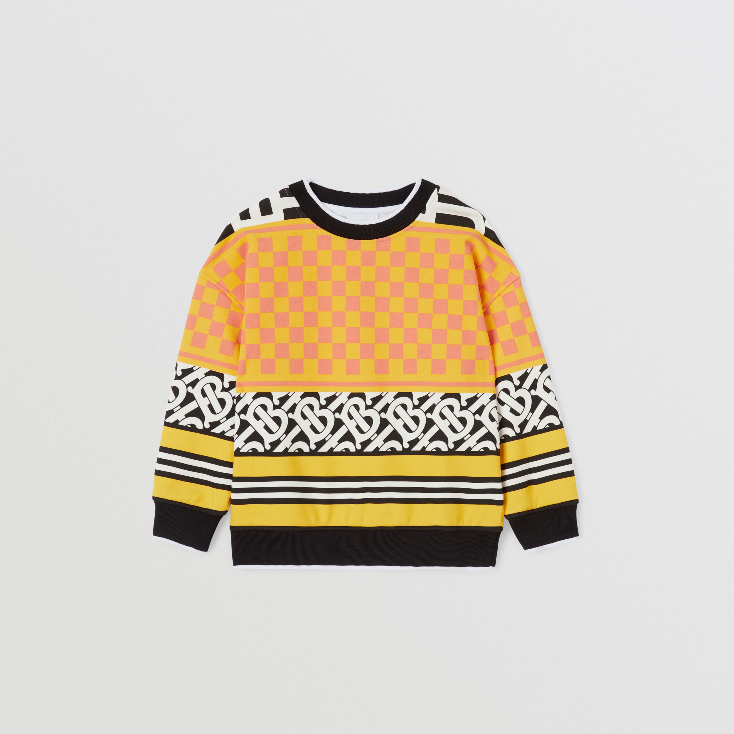 Montage Print Cotton Sweatshirt in Acid Yellow | Burberry® Official - 1