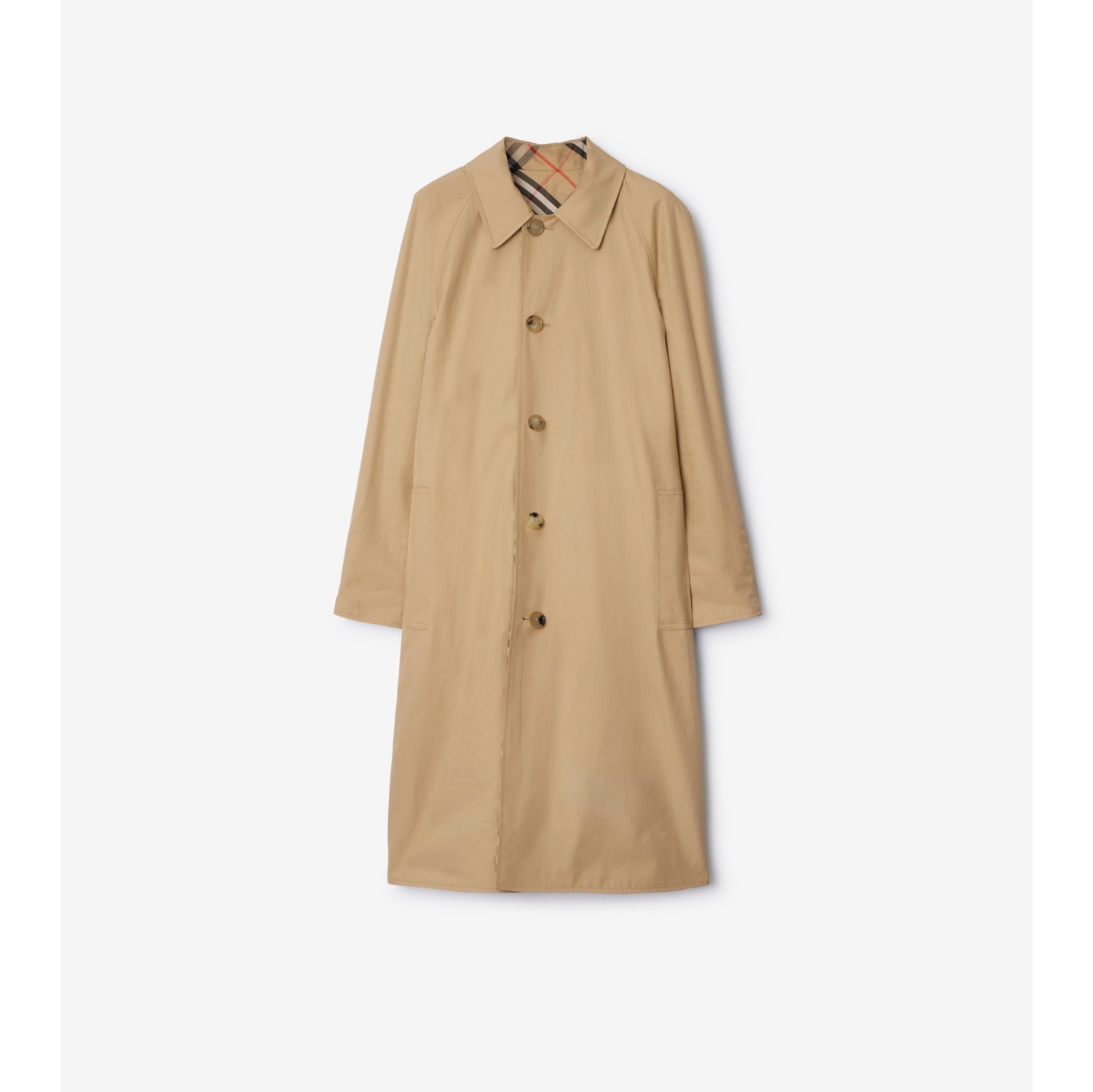 Car coat lungo e reversibile in gabardine