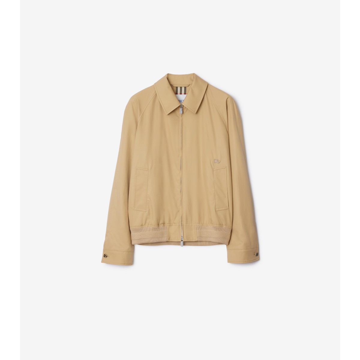 Shop Burberry Gabardine Harrington Jacket In Flax