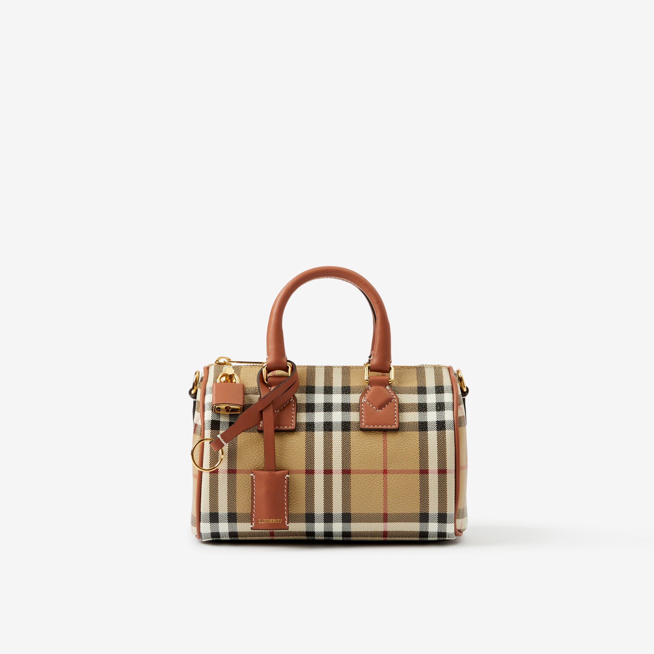 Check Mini Bowling Bag in Archive Beige/briar Brown - Women | Burberry® Official - 1