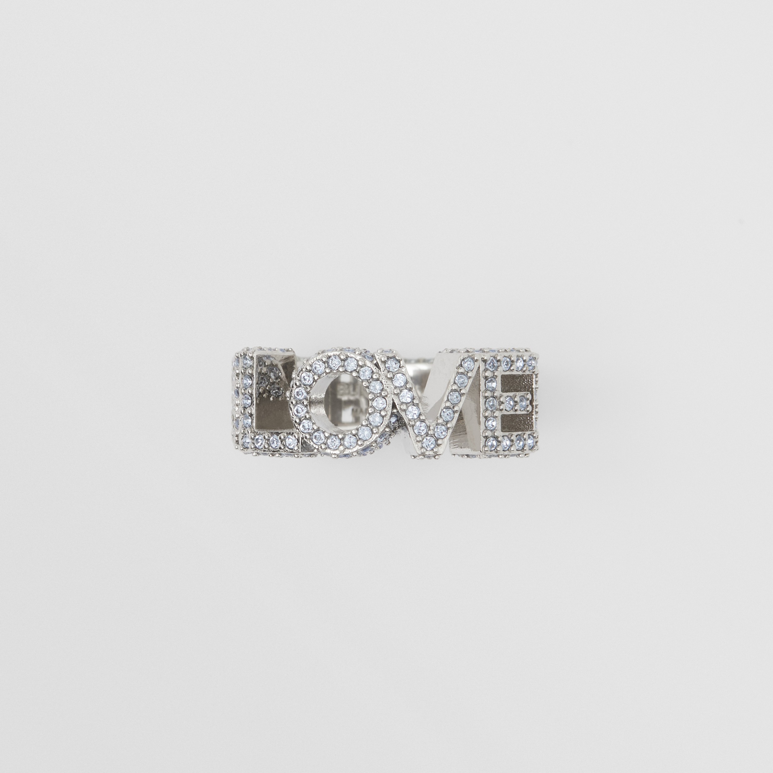 Crystal and Palladium-plated Love Ring – Exclusive Capsule Collection in Palladium/blue - Women | Burberry® Official - 4