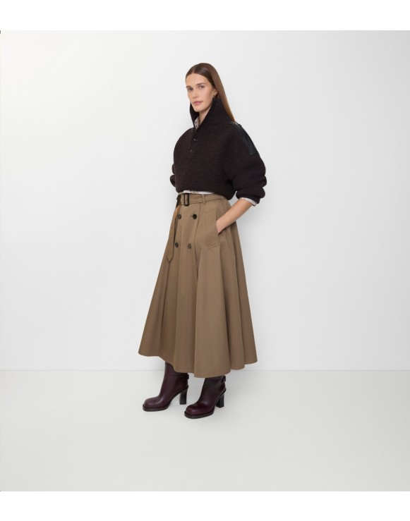 Jupe trench midi en gabardine