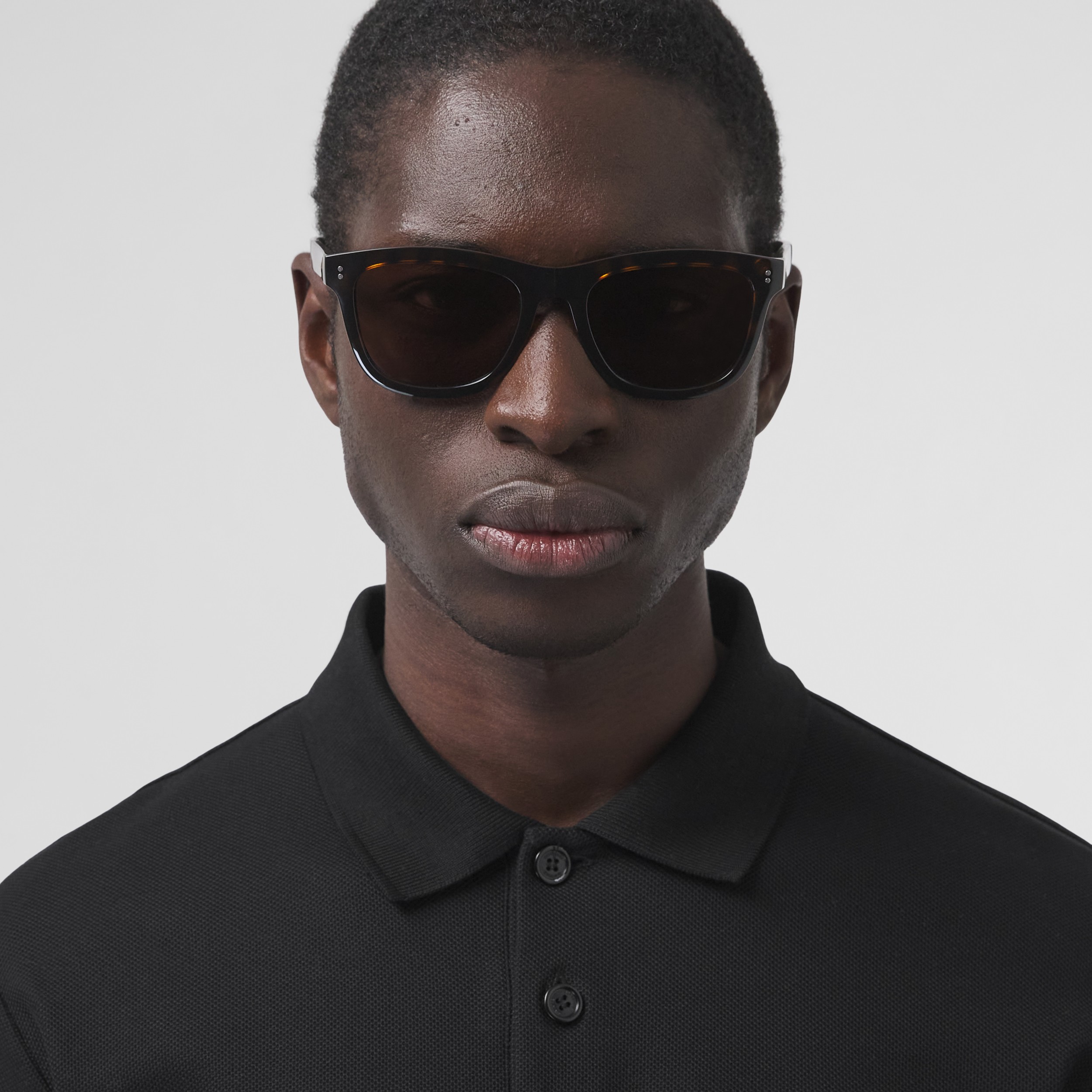 Logo Detail Square Frame Foldable Sunglasses in Tortoiseshell - Men |  Burberry® Official