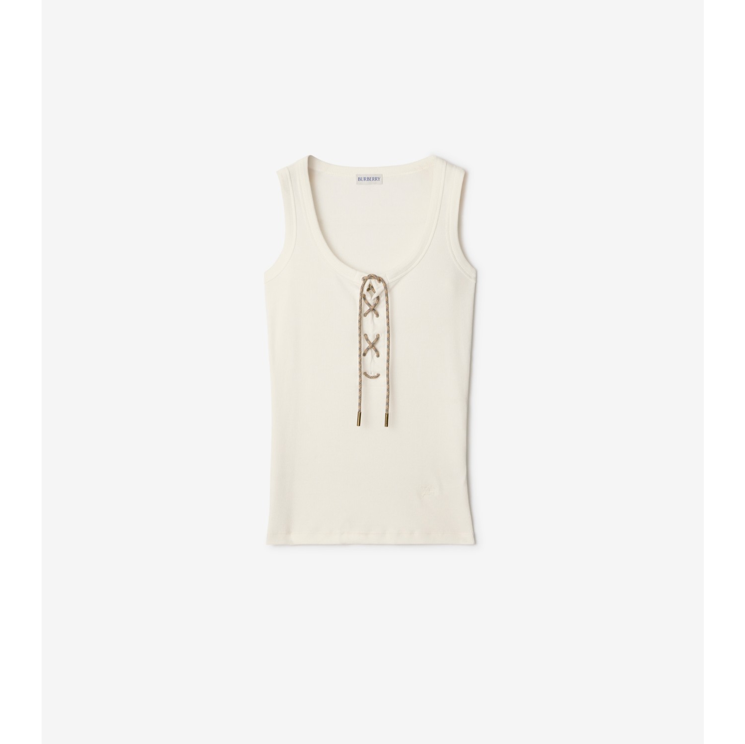 Check Trim Cotton Blend Tank Top