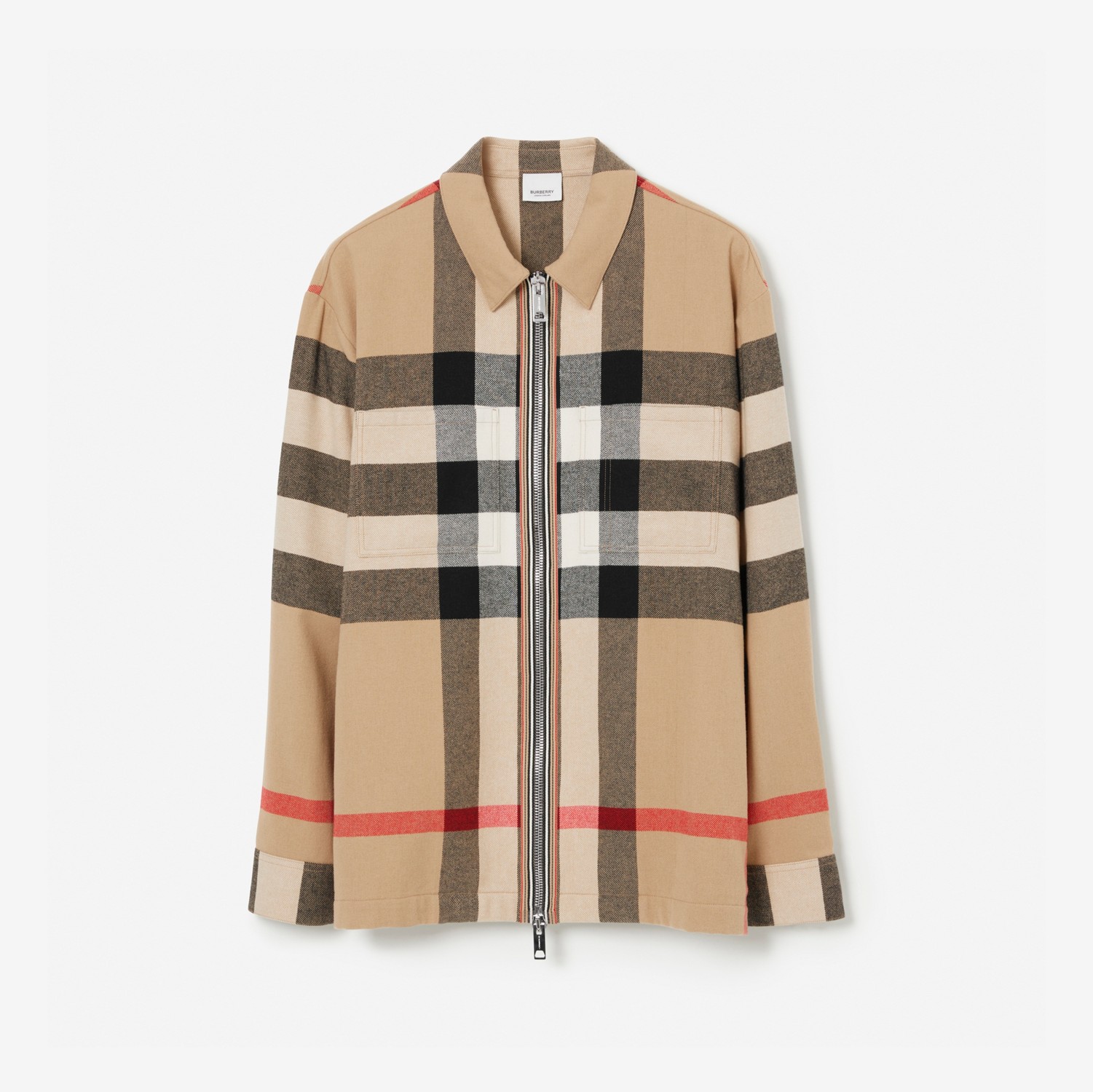 Camisa overshirt de lã e algodão xadrez (Bege Clássico) - Homens | Burberry® oficial