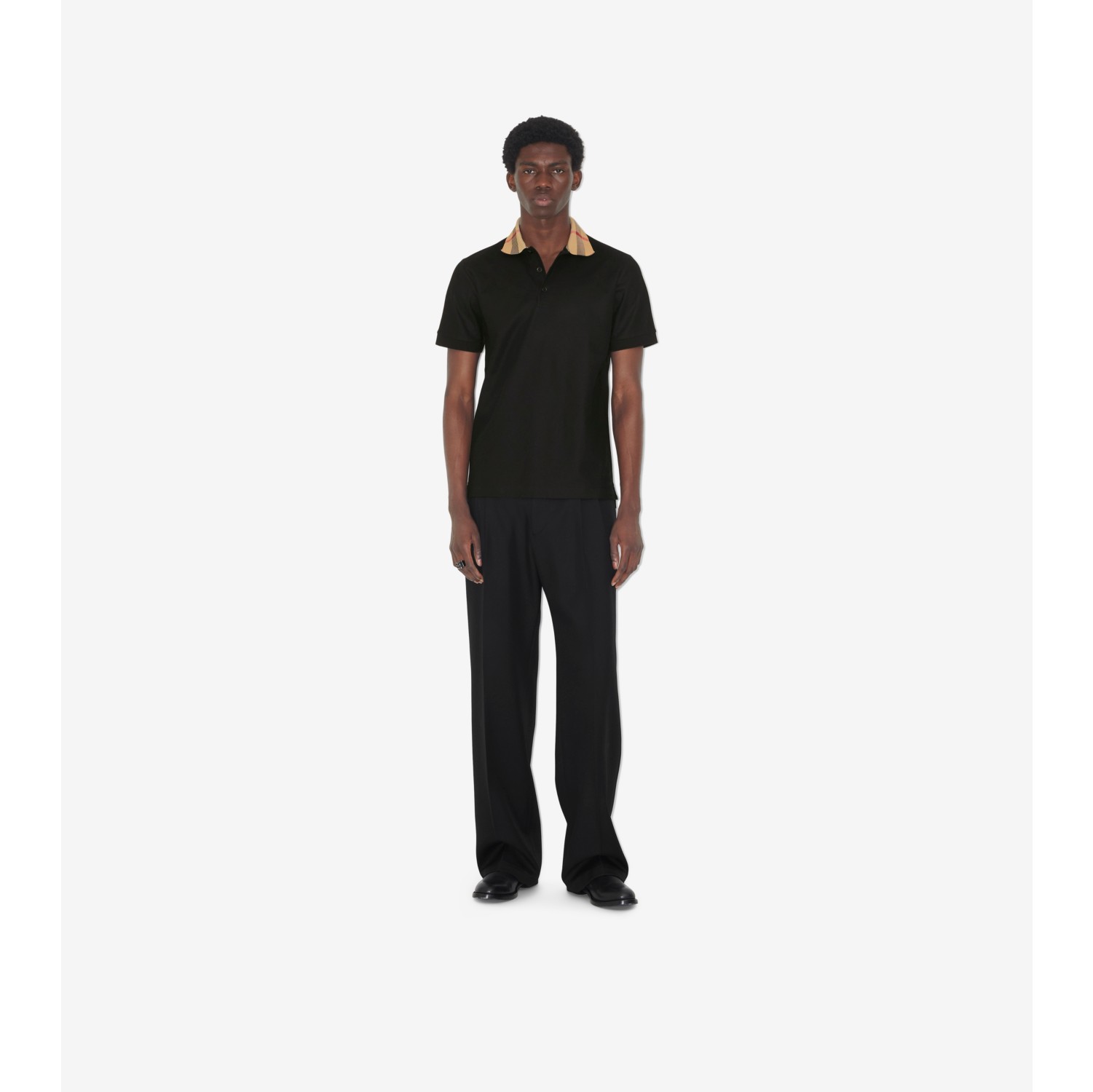コットンポロシャツ (ブラック) - メンズ, コットン | Burberry®公式サイト