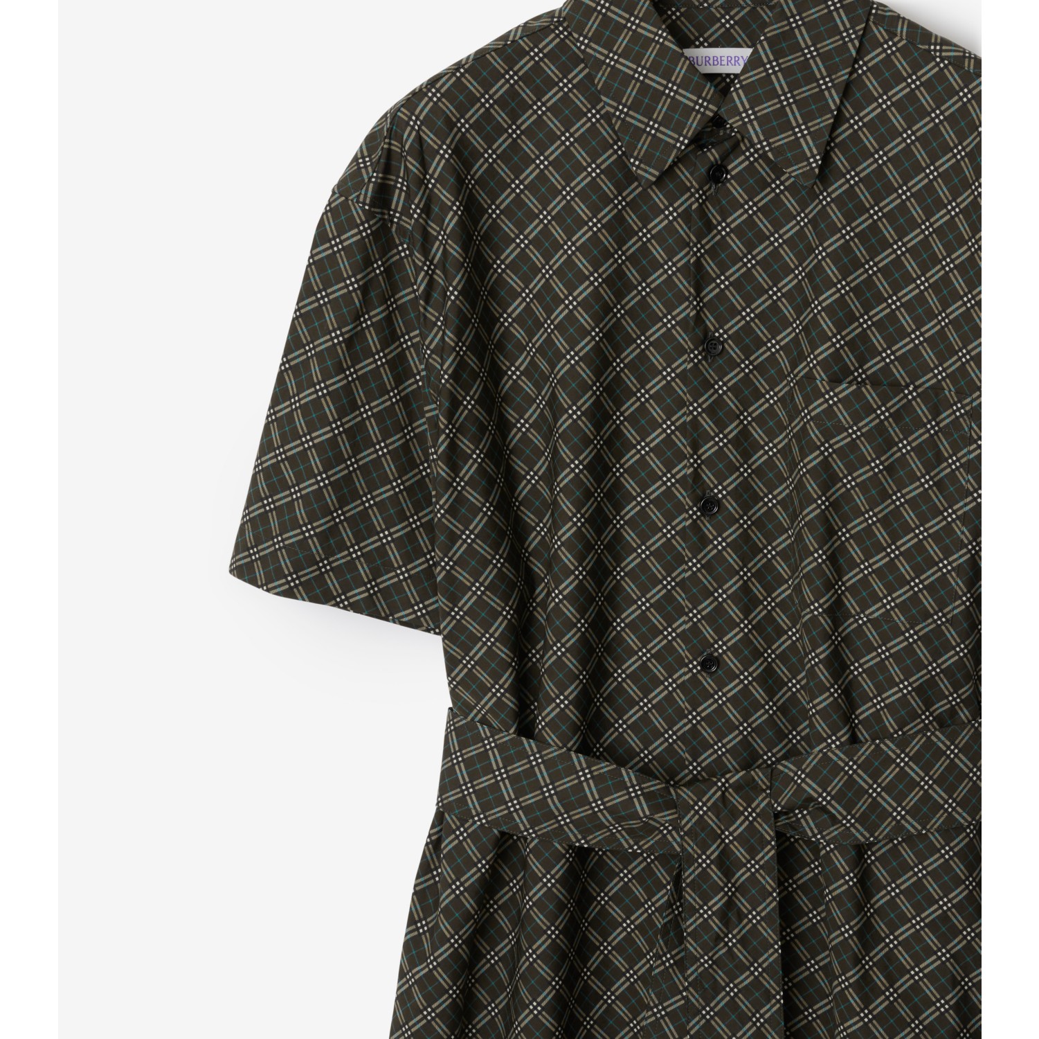 Check Cotton Shirt Dress in Snug Women Burberry Official