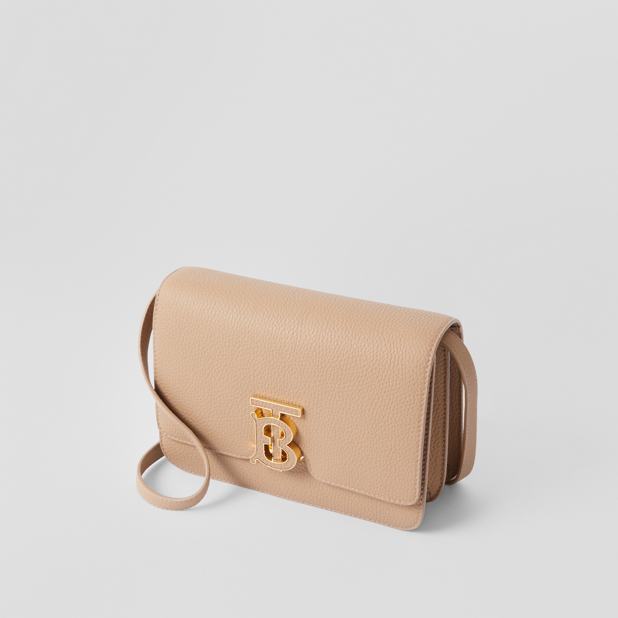 Topstitched Grainy Leather Small TB Bag in Oat Beige - Women | Burberry® Official - 4